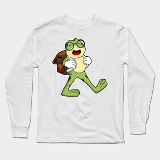 Frog with Glasses & Backpack Long Sleeve T-Shirt